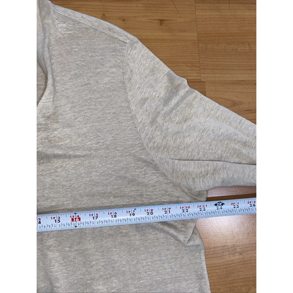 J Jill Love‎ Linen 100% Open Cardigan Cinch Sleeves Pockets Size Large Beige